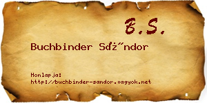 Buchbinder Sándor névjegykártya